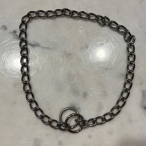 Chain link silver dog collar size medium